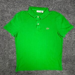 Lacoste Slim Fit Polo Shirt Womens Large Green Short Sleeve Cotton Pique FA8712